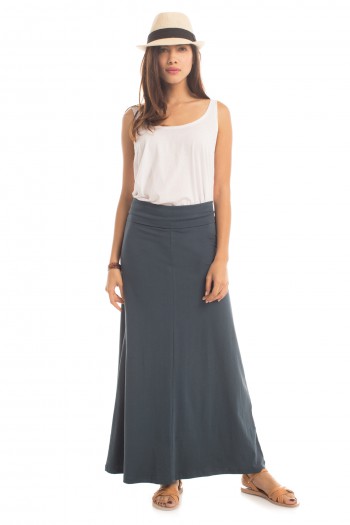 Essential Roll Waist Maxi Skirt in Orion Blue
