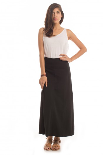 Essential Roll Waist Maxi Skirt in Black
