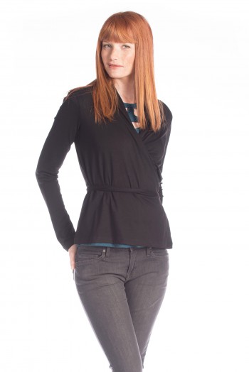 Bamboo On Pointe Wrap Top in Black 