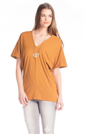 Bamboo Winged Flutter Top in Curry 