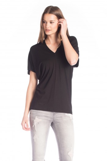 Bamboo Winged Flutter Top in Black 