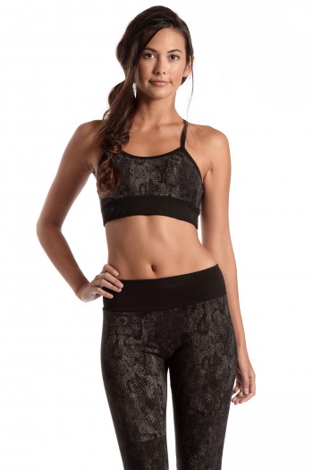 Snake Print Yoga Bra in Black 