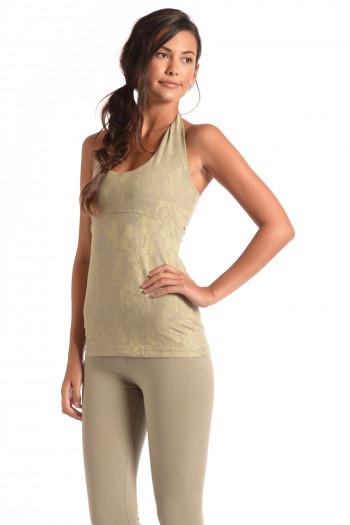 Snake Print Asana Top in White Sage