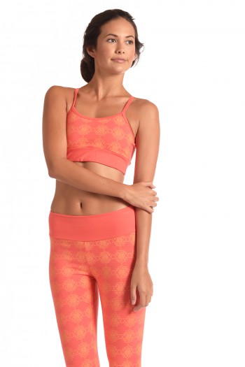 Sri Yantra Yoga Bra in Coral