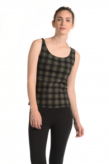 Sri Yantra Jane Tank in Black 