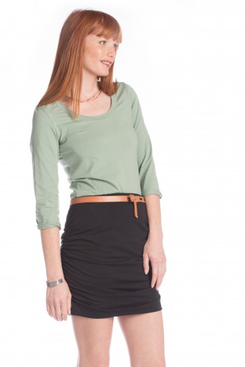 Ruched Mini Skirt in Black 