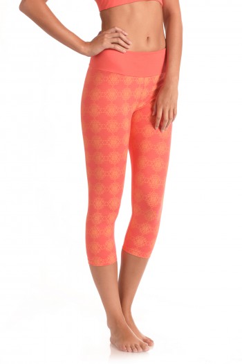 Sri Yantra Basic Capri Legging in Coral