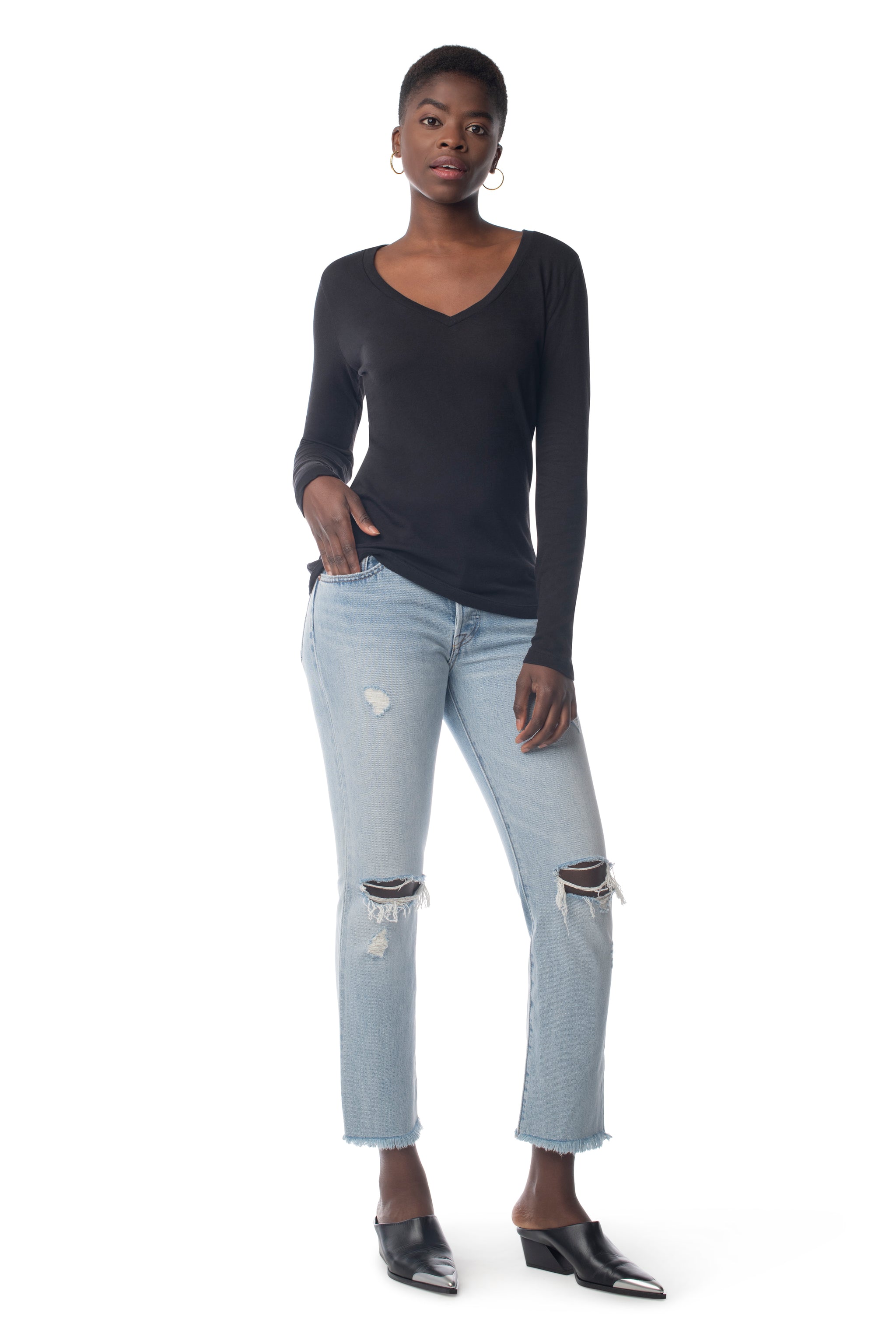 Easy V-Neck Long Sleeve  - Synergy Organic Clothing