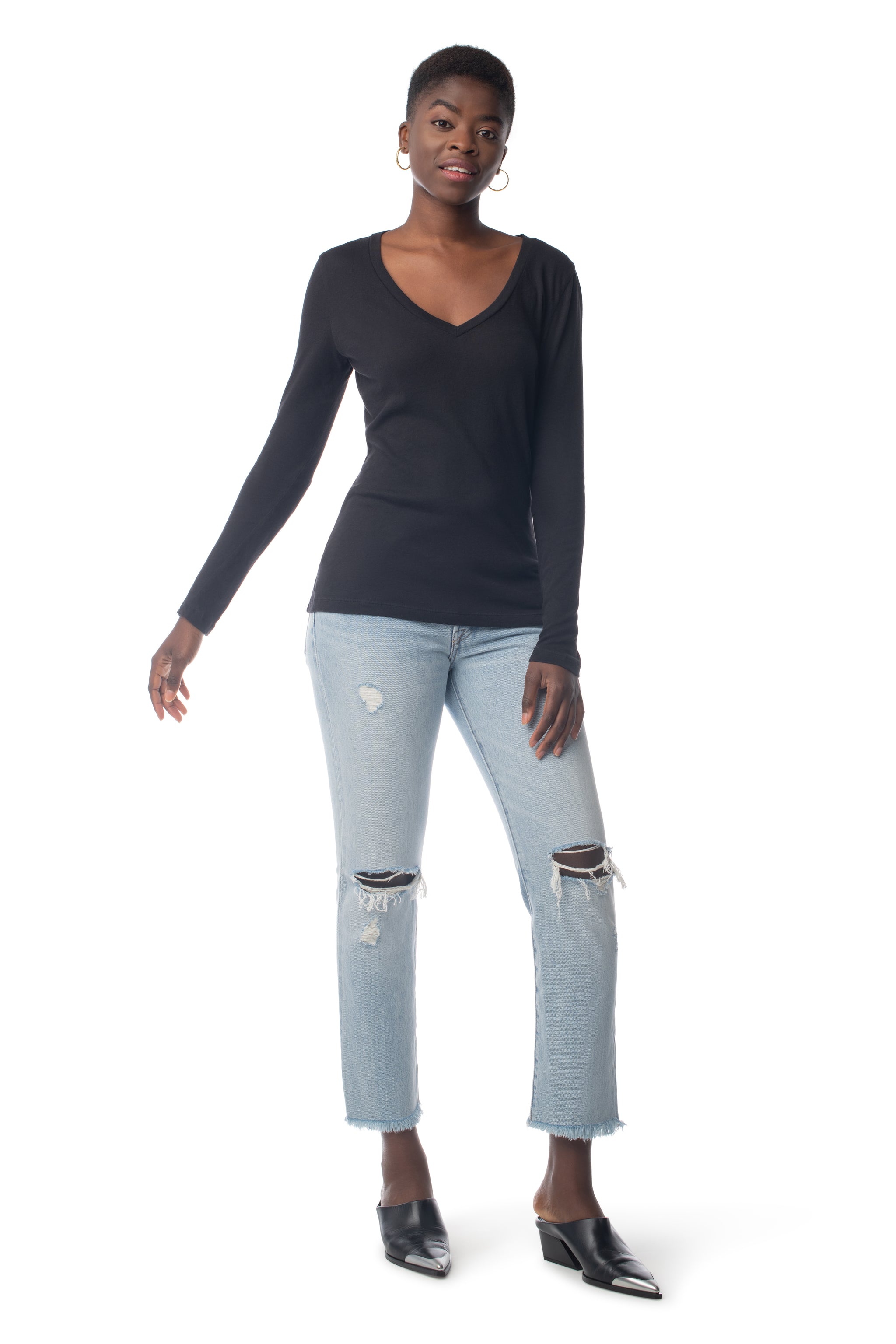 Easy V-Neck Long Sleeve  - Synergy Organic Clothing