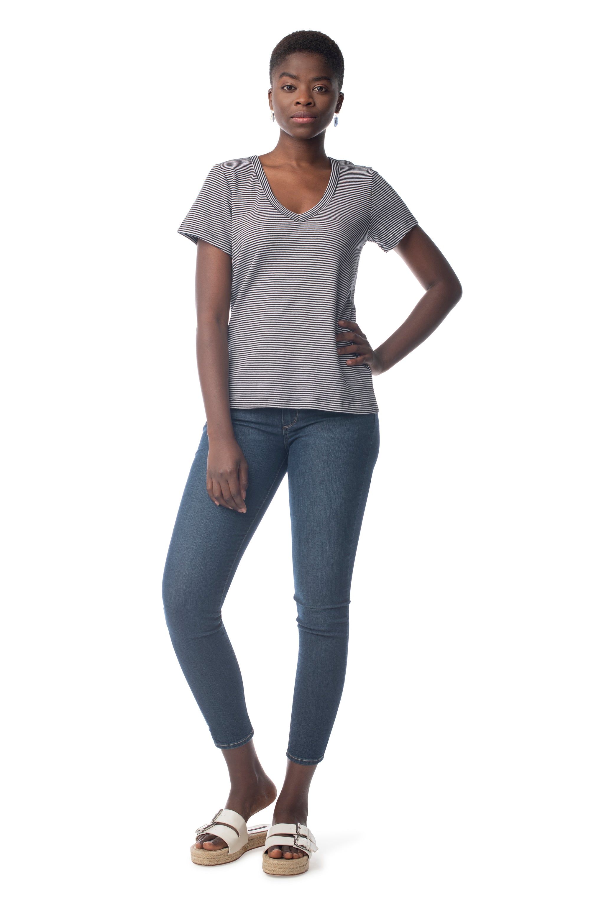 Striped Tried & True V-Neck  - Synergy Organic Clothing