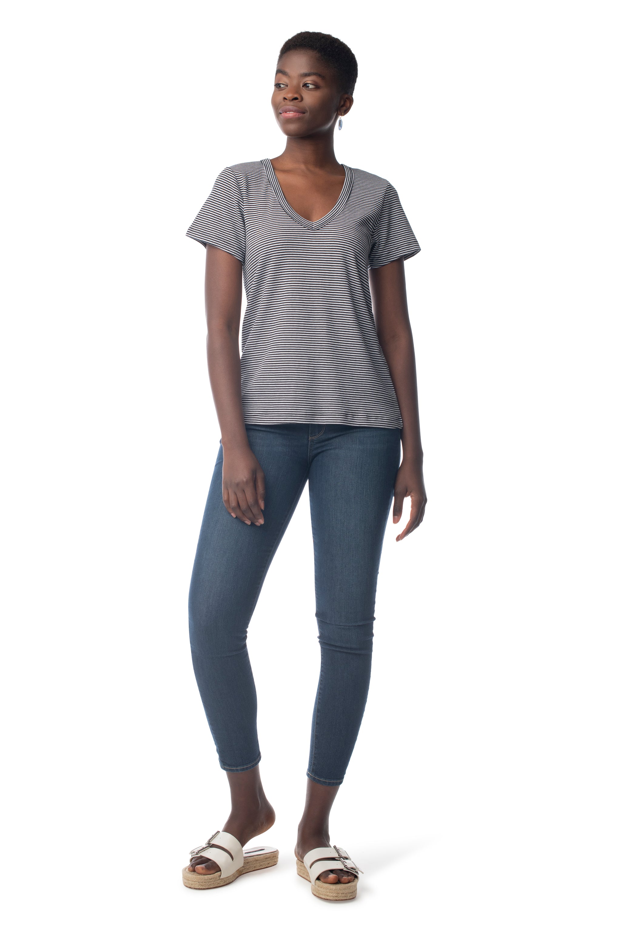 Striped Tried & True V-Neck  - Synergy Organic Clothing