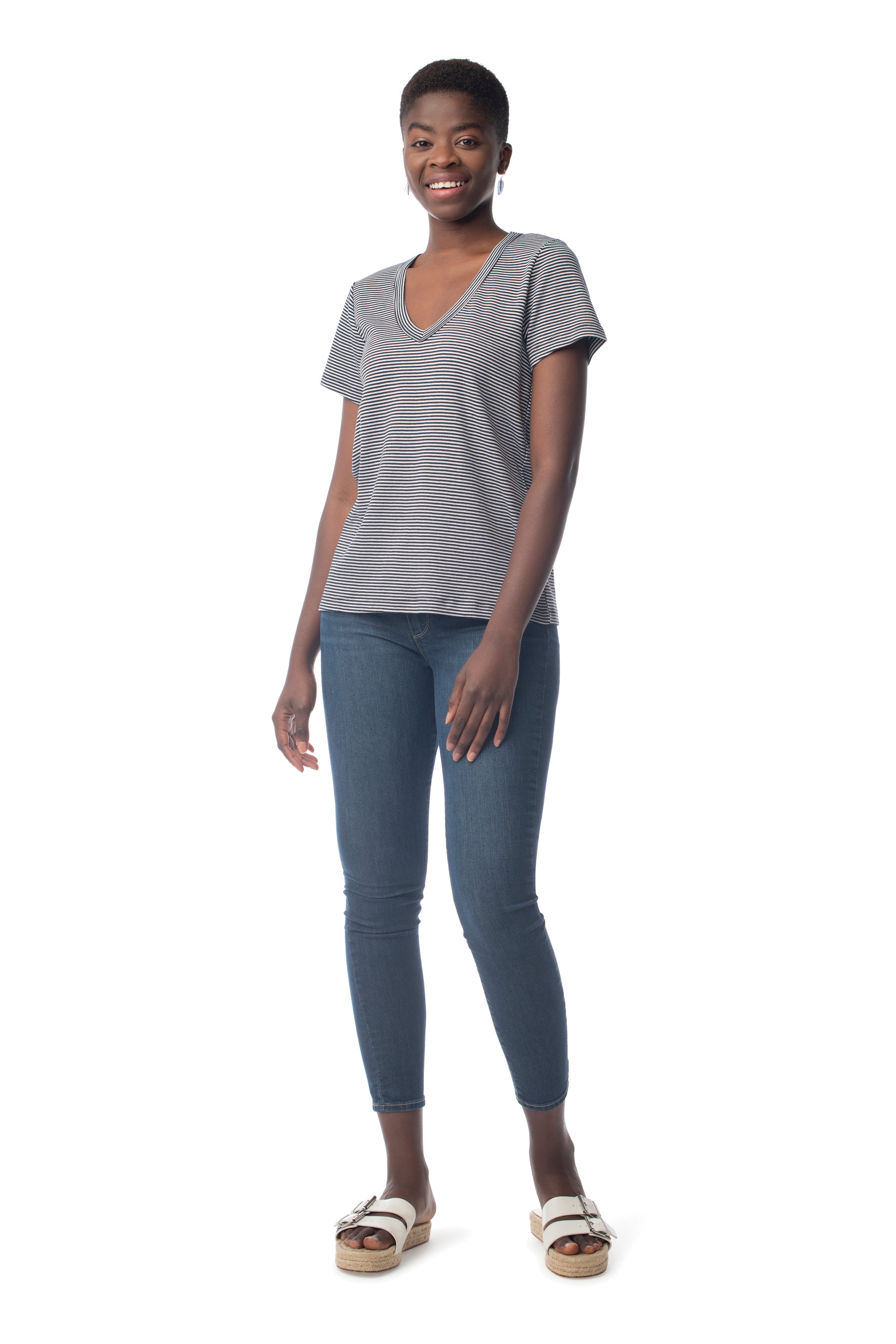 Striped Tried & True V-Neck  - Synergy Organic Clothing