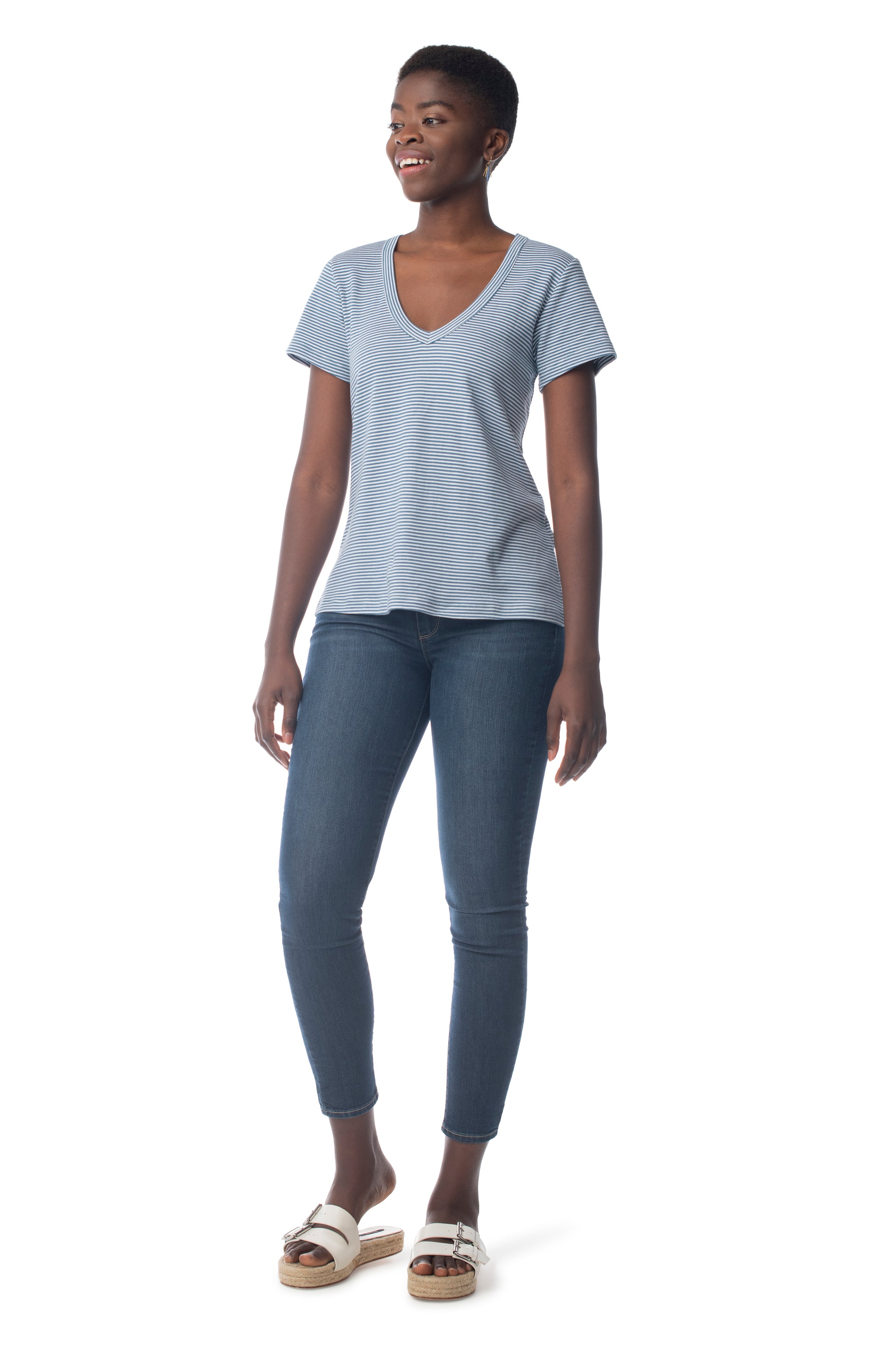 Striped Tried & True V-Neck  - Synergy Organic Clothing