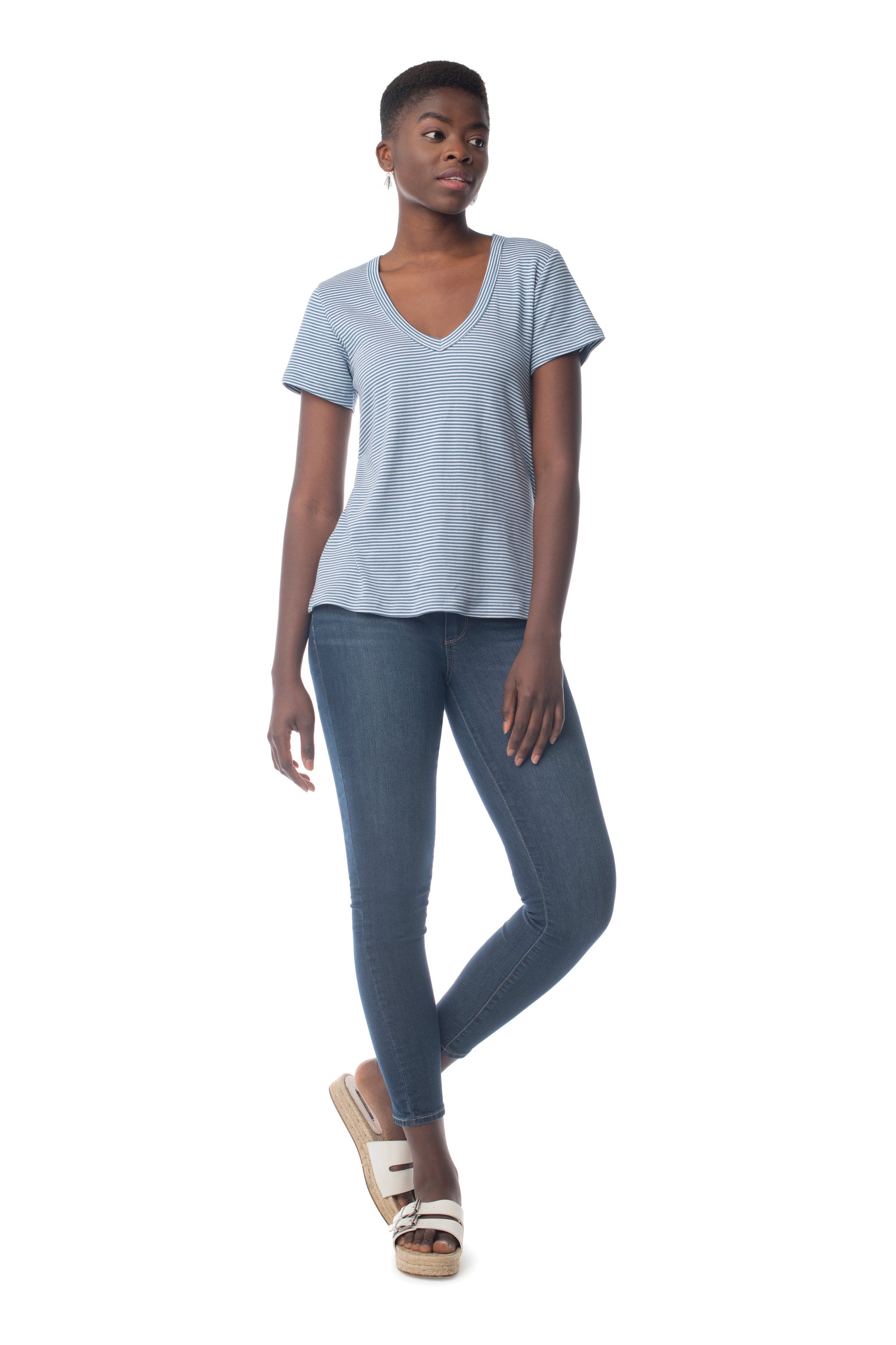 Striped Tried & True V-Neck  - Synergy Organic Clothing