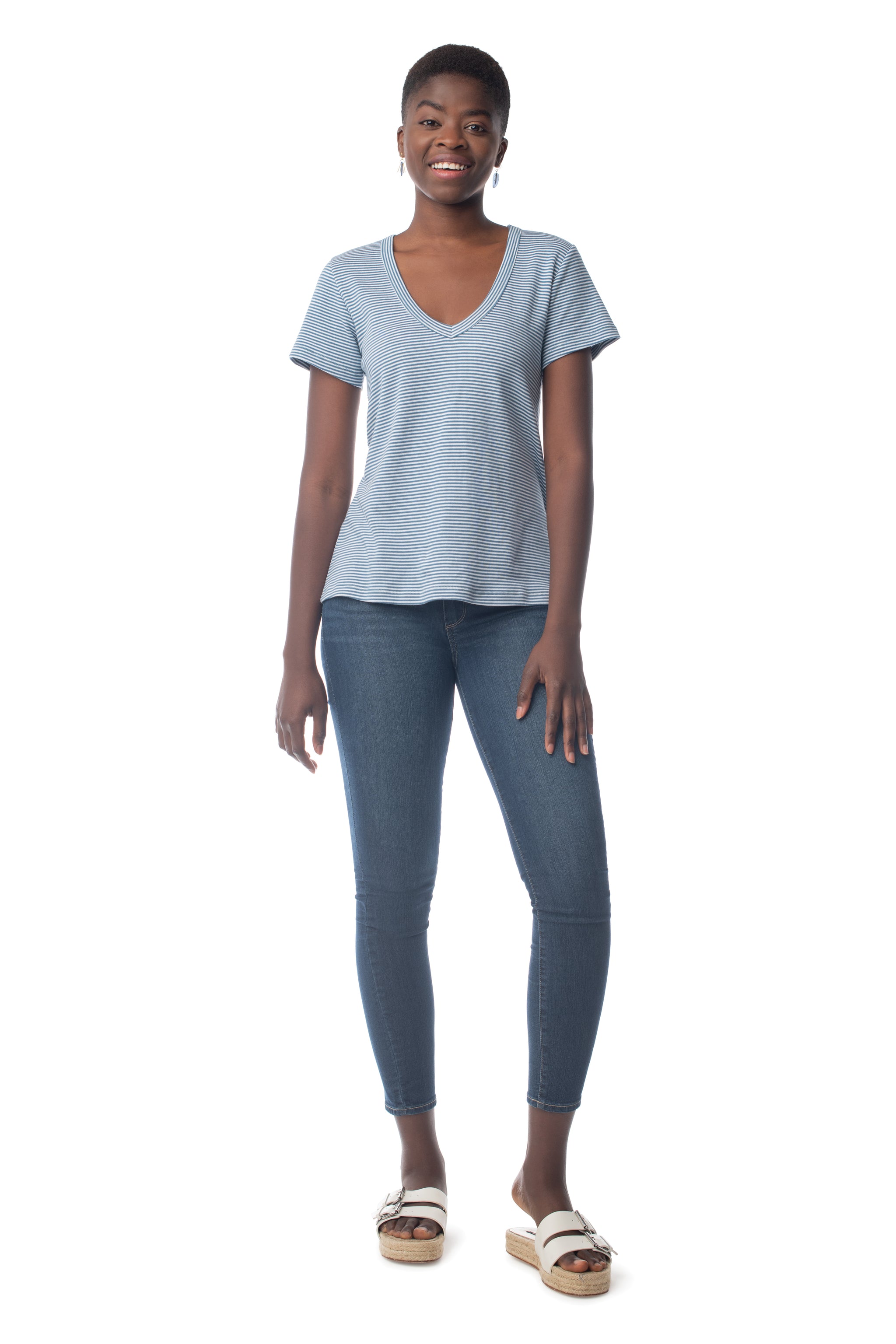 Striped Tried & True V-Neck  - Synergy Organic Clothing