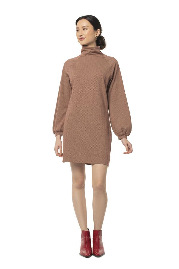 Herringbone Phoebe Dress HERRINGBONE BRICK / XS - Synergy Organic Clothing