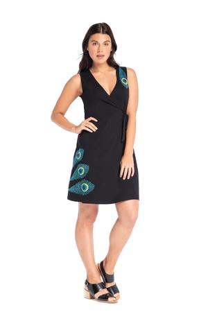 Peacock Applique Classic Wrap Dress